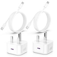 Jeenek Charger Plug and Cable, PD 20W USB C Fast Charging Wall Charger Plug with 2M Type C to USB C Fast Charging Cable Lead for iPhone 15/15 Plus/15 Pro/15 Pro Max, iPad Pro/Air/Mini