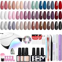 Gel Nail Polish Set with Lamp Starter Kit, Phoenixy 24 Colours Gel Nail Polish Set 8ml Gel Nail Polish Base and Top Coat Gel Nail Kit Gift for Women