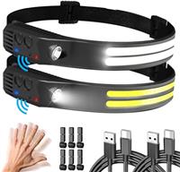 Head Torch Rechargeable, Super Bright Headtorch with Motion Sensor, 230Wide Angle Headlight, 5 Lighting Modes, Waterproof Headband LED Headlamp Flashlight for Hiking, Running, Camping