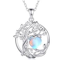 FANCIME Tree of Life Birthstone Necklace for Women 925 Sterling Silver Tree Pendant Birthstone Necklace Jewellery Gemstone Anniversary Birthday Christmas Gifts for Wife Girls Her