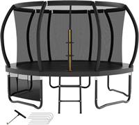 Devoko Outdoor Trampoline 7.5ft/10ft/12ft/14ft GS Certified Garden Trampoline With Safety Net,Non-Slip Ladder& Shoe Organiser,Available For Toddlers And Adults,Up to 150kg