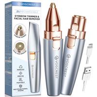 VG VOGCREST Eyebrow Facial Trimmer: 2 in1 Rechargeable Facial Hair Removal and Eyebrow Shaver - Face Lips Body Painless Facial Razor with Built-in LED Light