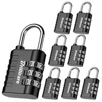 Brillirare 8 Pack Combination Lock, 3-Digit Waterproof Keyless Padlock, Zinc Alloy Outdoor Resettable Travel Luggage Locks for Backpack, Gym Locker, Hasp, Fence, Gate, Case, Toolbox-Black