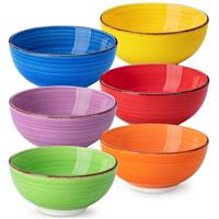 vancasso Bonita Small Bowls Set of 6, 380ml Ceramic Cereal Bowls, Dipping Bowls, Serving Bowls for Soup, Dessert, Snack, Porridge, Rice, Dishwasher & Microwave Safe, Cool Color