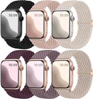 Maledan 6 Pack Braided Solo Loop Compatible with Apple Watch Straps 38mm 40mm 41mm 42mm 44mm 45mm 46mm 49mm Women Men, Nylon Stretchy Elastic Sport Band for iWatch SE Series 10 9 8 7 6 5 4 3 2 1 Ultra