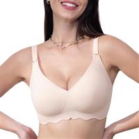 HORISUN Lace Seamless Wireless Bra for Women No Underwire Soft V Neck Soft Support T Shirt Bra