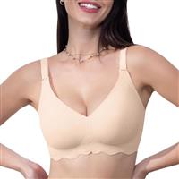 HORISUN Lace Seamless Wireless Bra for Women No Underwire Soft V Neck Soft Support T Shirt Bra