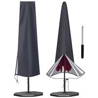 OKPOW Parasol Cover Waterproof - 600D Heavy Duty Garden Parasol Cover Fit for 2.5m 2.7m 3m Large Outdoor Umbrella - Anti-UV Windproof Patio Umbrella Protection Cover With Zip
