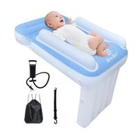 Blublu Park Flyaway Kids Bed for Toddler, Airplane Seat Extender for Kids, Toddler Travel Bed with High Sides, Safety Belt, Inflatable Beds Fits Most Airplane Seats, Car