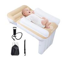 Blublu Park Flyaway Kids Bed for Toddler, Airplane Seat Extender for Kids, Toddler Travel Bed with High Sides, Safety Belt, Inflatable Beds Fits Most Airplane Seats, Car