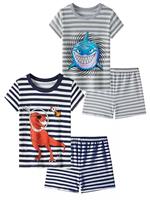 SOIBEEN Children Pyjama Set Long Short Sleeve T-Shirt & Shorts Loungewear Striped PJs for Kids Sleepwear Pyjama Nightwear 1-10 Years