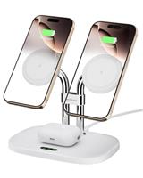 SwanScout Wireless Charger for iPhone, SwanScout 706M, Dual Magnetic Charger for iPhone 16/15/14/13/12 Series, Charging Station for AirPods Pro 2/3/4, Double Mag-safe Charger for iPhone