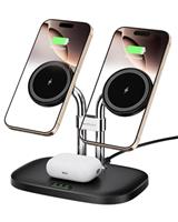 SwanScout Wireless Charger for iPhone, SwanScout 706M, Dual Magnetic Charger for iPhone 16/15/14/13/12 Series, Charging Station for AirPods Pro 2/3/4, Double Mag-safe Charger for iPhone