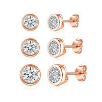 Josfeva Silver Studs Earrings, 3 Pairs 925 Sterling Silver Halo Stud Earrings Set for Women Girls, Hypoallergenic Heart Round Star Stud Earrings with Zirconia, Fashion Small Cartilage Sleeper Earrings