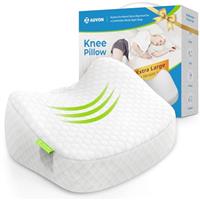 AUVON Cooling Knee Pillow for Side Sleepers with Ice Silky Fabric, Enhanced Support Memory Foam Leg Pillow for Sleeping on Side, Hip Pillow for Soothing Back, Hips, Knee Joints, Sciatica Pain Relief