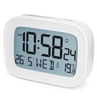 HOMVILLA Alarm Clock, Battery Alarm Clocks Bedside, Digital Clock with Temperature Display, Snooze Function and Backlight for Travel Bedroom