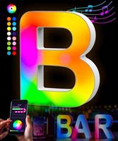 Kimimara Light Up Letters - Colorful Glitter Alphabet APP Control Color Changing Letters for Boy Girl Gift Birthday Christmas Wedding Bar Wall Table Night Light Valentine Decor