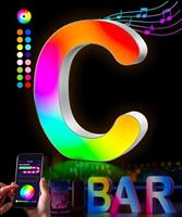 Kimimara Light Up Letters - Colorful Glitter Alphabet APP Control Color Changing Letters for Boy Girl Gift Birthday Christmas Wedding Bar Wall Table Night Light Valentine Decor