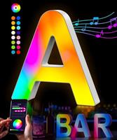 Kimimara Light Up Letters - Colorful Glitter Alphabet APP Control Color Changing Letters for Boy Girl Gift Birthday Christmas Wedding Bar Wall Table Night Light Valentine Decor