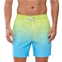 Mens Swimming Shorts Fashion Gradient Trunks for UK Men Quick Dry Beach Board Surf Shorts with Pockets Mesh Lining