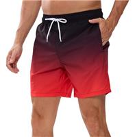 Mens Swimming Shorts Fashion Gradient Trunks for UK Men Quick Dry Beach Board Surf Shorts with Pockets Mesh Lining
