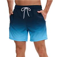Mens Swimming Shorts Fashion Gradient Trunks for UK Men Quick Dry Beach Board Surf Shorts with Pockets Mesh Lining