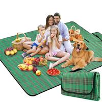 SOMIYAMI Tartan Picnic Blanket Waterproof, Garden Outdoor Camping Blanket, Beach Picnic Mat With Carrying Handle, Washable Multipurpose 150 x 200cm