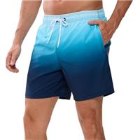 Mens Swimming Shorts Fashion Gradient Trunks for UK Men Quic
