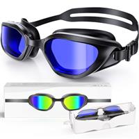 Zeligerstar Swimming Goggles, Goggles Swimming Adult with 3 Sizes Nose Bridges, Anti-Fog UV Protection No Leaking Adjustable Swim Goggles for Men Women Junior