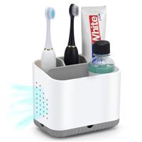 toprance Detachable Toothbrush Holder For Bathroom Anti-slip Electric Tooth Brush And Toothpaste Holder Easy To Clean Toothbrush Caddy With Drainage For Family