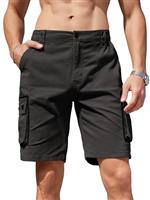 Breampot Mens Cargo Shorts Casual Cotton Combat Shorts Multi-Pocket Elastic Waist Utility Work Shorts
