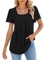 Akiooue Blouses for Women UK, Ruffle Short Sleeve Summer Tunic Elegant Smart Shirts Fashion Ladies Going Out Work Business Dressy Casual Tops Green Small