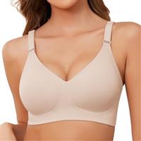 Lonya Bras for Women Push Up Seamless Non Wired Support Full Coverage Ladies V Neck Wireless Bra Comfort Adjustable Padded Zero Feel Bralettes