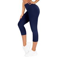 TNNZEET High Waist Cropped Leggings for Women UK 3/4 Black Trousers for Gym Yoga Sports