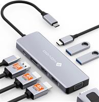 NOVOO USB C Hub, 6 in 1 Usb Multiport Adapter with 4K HDMI, Ultra Slim Usb-c with 3 USB 3.0 Ports, S