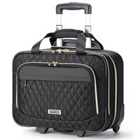 Ponhog Rolling Laptop Bag with Wheels for Women - Rolling Briefcase 15.6 Inch Laptop Bag Flight Approved Trolley Bag Carry On Luggage for Work Travel College Computer Business Lightweight Black