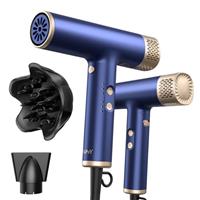 YAPOY Professional Hair Dryer with Diffuser Fast Drying 200 Million Ionic Blow Dryer with 110, 000 RPM High-Speed No Heat Damage Intelligent Thermo-Control Low Noise - Blue