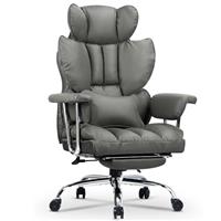 naspaluro Executive Office Chair Desk Chairs, PU Computer Recliner, Heavy Duty Leather Office Chairr for Home Office, Ergonomic Office Chair with Footrest, High Back Swivel Chair-White