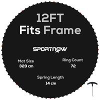 SPORTNOW Trampoline Replacement Mat with Eight Rows of Stitching, Spring Pull Tool, V-Hooks, for 8ft/10ft/12ft Trampoline, Using 14cm Springs, Trampoline Jumping Mat