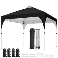 Yaheetech Pop Up Gazebo, 3x3m Garden Instant Shelter Waterproof Garden Patio Canopy with 4 Sandbags, 4 Ropes & 12 Stakes, Wheeled Bag, Metal Frame, Adjustable Height, Top Air Vent