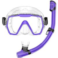 Honlanor Snorkel Set Adults Snorkeling Gear Anti-Leak and Anti-Fog Tempered Glass Lens Panoramic View Swim Mask Dry Top Snorkel Kit for Snorkeling Scuba Diving Swimming Travel with Carry Bag