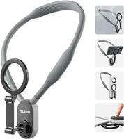 TELESIN Magnetic Neck Mount for Phones, Neck Cell Phone Holder POV/Vlog Selfie Mount Hand Free Phone Neck Holder Chest Stand Strap Video Recording for iPhone 15 14 13 12 Seires Android