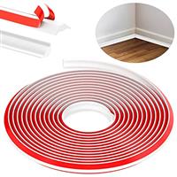 TPE Quadrant Trim, 6M Flexible Moulding Wall Corner Trim Self Adhesive, Skirting Board Trim, Caulk Strip Beading for Laminate Flooring, Wall Ceiling, Cabinet Countertop, Etc (White,12 * 9MM)