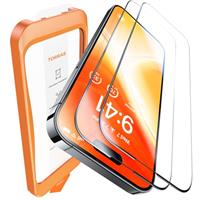 TORRAS [Full Screen Tempered Glass for iPhone Screen Protector, 8FT Military Shatterproof, 9H Anti-Scratch, No Bubbles No Dust, Durable Screen Protector iPhone Glass (2 Pack)