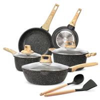 GiPP Nonstick Pots and Pans Set,10Pcs Induction Cookware Sets,Non Stick Granite Cooking Set with Frying Pans,Saucepans,Suitable for All Stoves