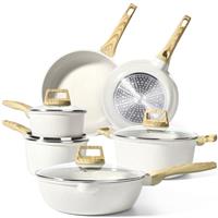 GiPP Nonstick Pots and Pans Set,10Pcs Induction Cookware Sets,Non Stick Granite Cooking Set with Frying Pans,Saucepans,Suitable for All Stoves