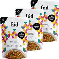 Fiid 100% Natural Vegan Microwave Ready Meals - Indian Chickpea & Lentil Chana Masala - 3 x 275g (Vegetarian Food Pouch, High in Fibre & Protein, Low in Sugar)