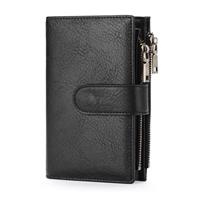 GOIACII Leather Purses for Women, Bifold Compact Womens Wallet with RFID Blocking, Medium Ladies Purse Credit Card Wallet with 16 Card Slots and Zip Coin Pocket