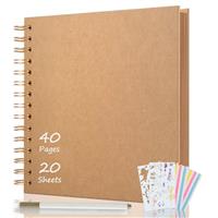 AIOR Scrapbook Album 8x8 Inch, DIY Photo Album Hardcover Kraft Paper Scrap Book 40 Pages Memory Book for Family