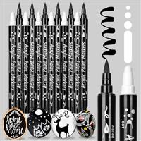 AOSUCO Acrylic Paint Pens Dual Tip for Rock Painting, Wood, Pebbles, Glass, Ceramic, Stones, Fabric, Canvas, Craft - Waterproof Brush Marker Set